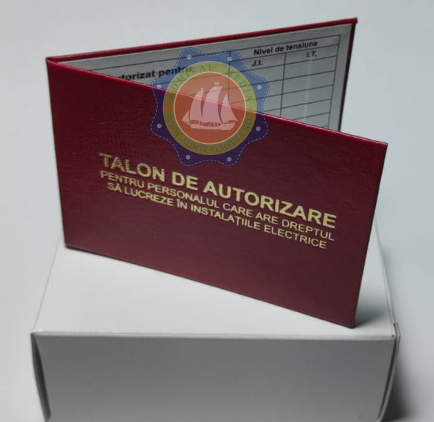 Set 12 Talon de autorizare electricieni, Rosu, 7x10cm