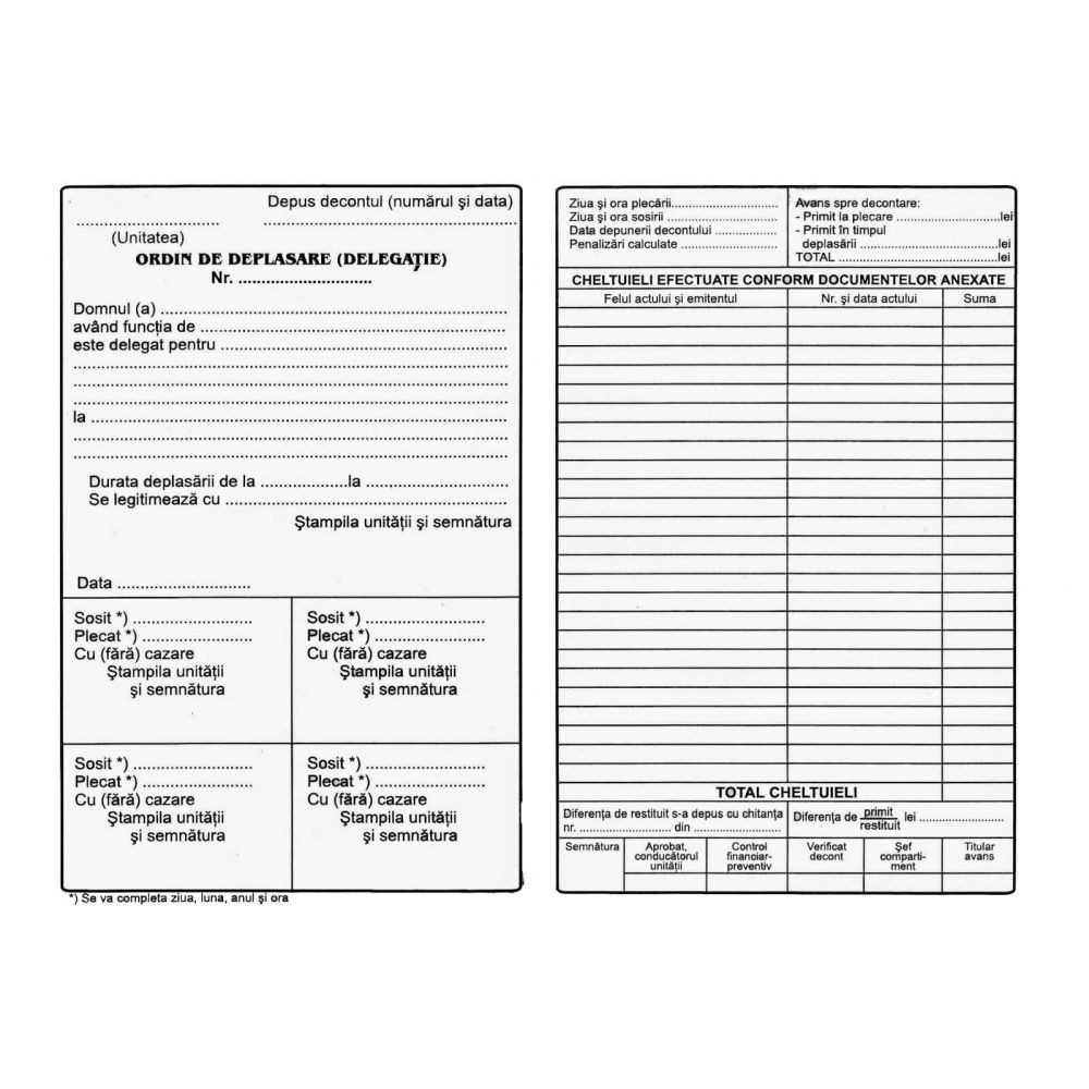 Ordin de deplasare/delegatie, A5, 100 file