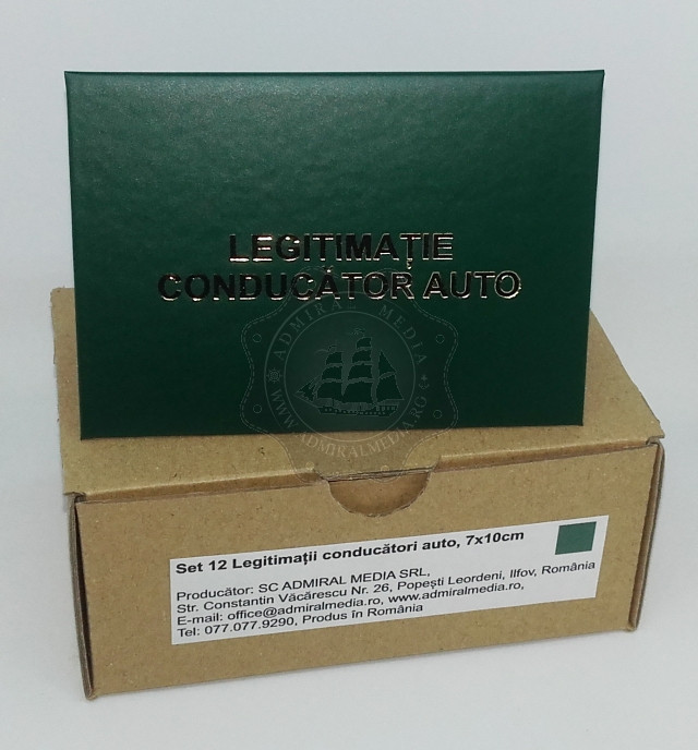 Set 12 Legitimatii conducator auto agreate ARR, Verde, 7x10cm