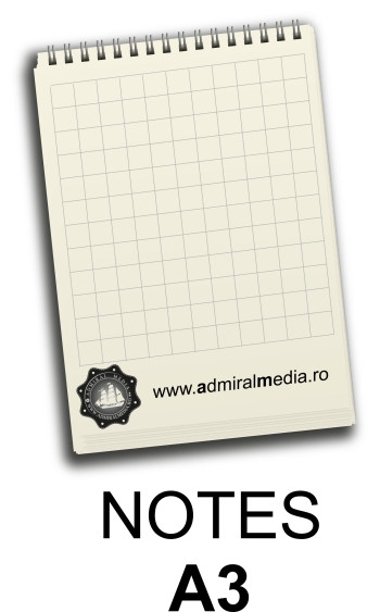 Notesuri, bloc notes personalizate A3, 50 file, spira