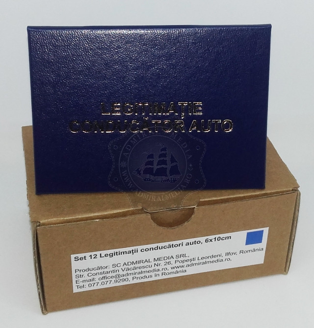 Set 12 Legitimatii conducator auto agreate ARR, Albastru, 7x10cm
