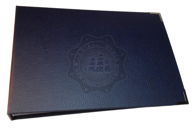 Caiet mecanic A5 Landscape, mecanism 2 inele, Bleumarin, piele ecologica