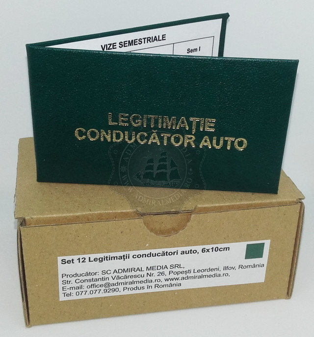Set 12 Legitimatii conducator auto agreate ARR 2026, Verde, 6x10cm