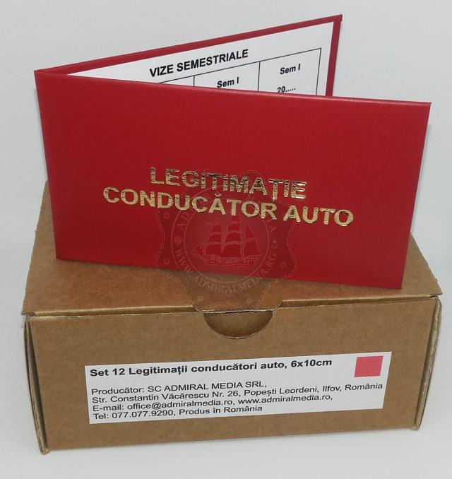Set 12 Legitimatii conducator auto agreate ARR 2026, Rosu, 6x10cm
